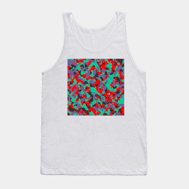 Camouflage Teal Red Tank Top by Tshirtstory